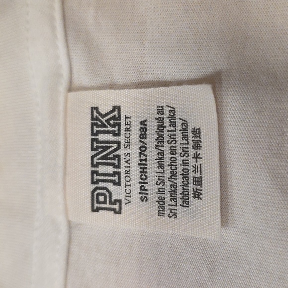 PINK Victoria's Secret White Long Sleeve Tee with Rainbow Logo. Size S - Picture 4 of 5